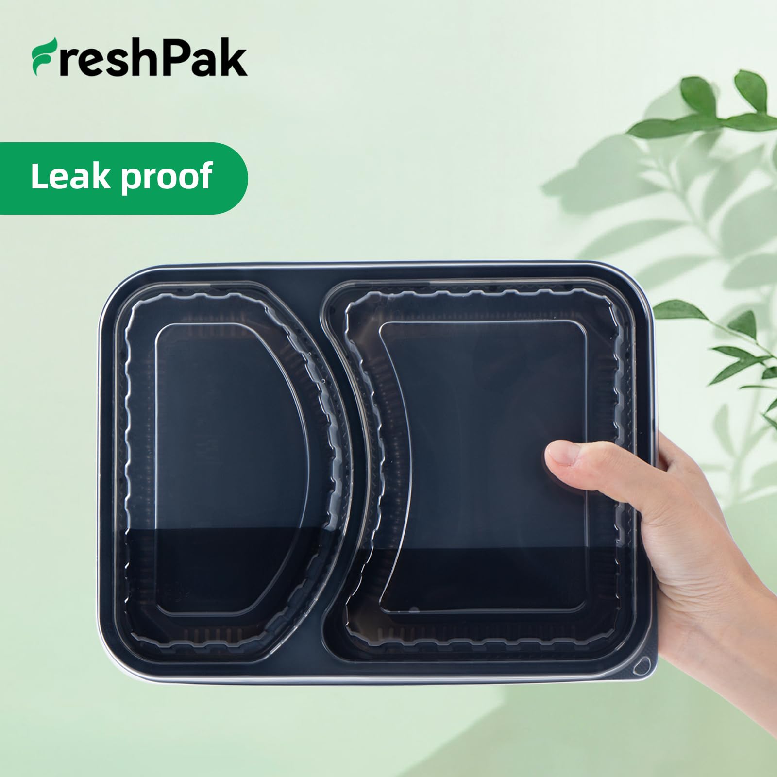 Snapklik.com : FRESHPAK Meal Prep Container, 2-Compartment 40-Pack To ...