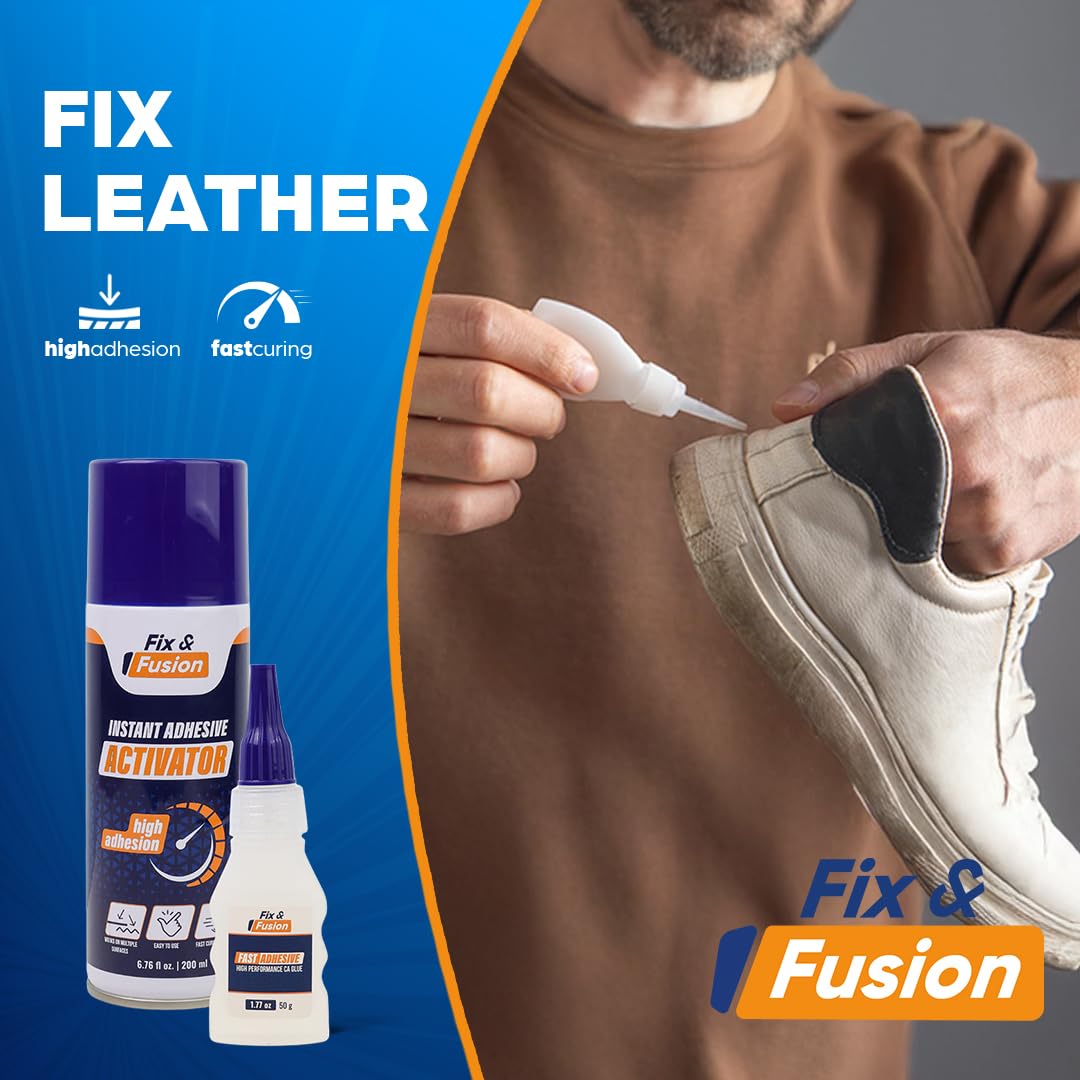 FIX & FUSION Set De Pegamento Instantáneo 50 G Con Spray Activador 200 Ml, Adhesivo Rápido Para Madera, Plástico, Goma, Metal Y Cerámica, Ideal Para Bricolaje Y Reparaciones (24 Paquete)