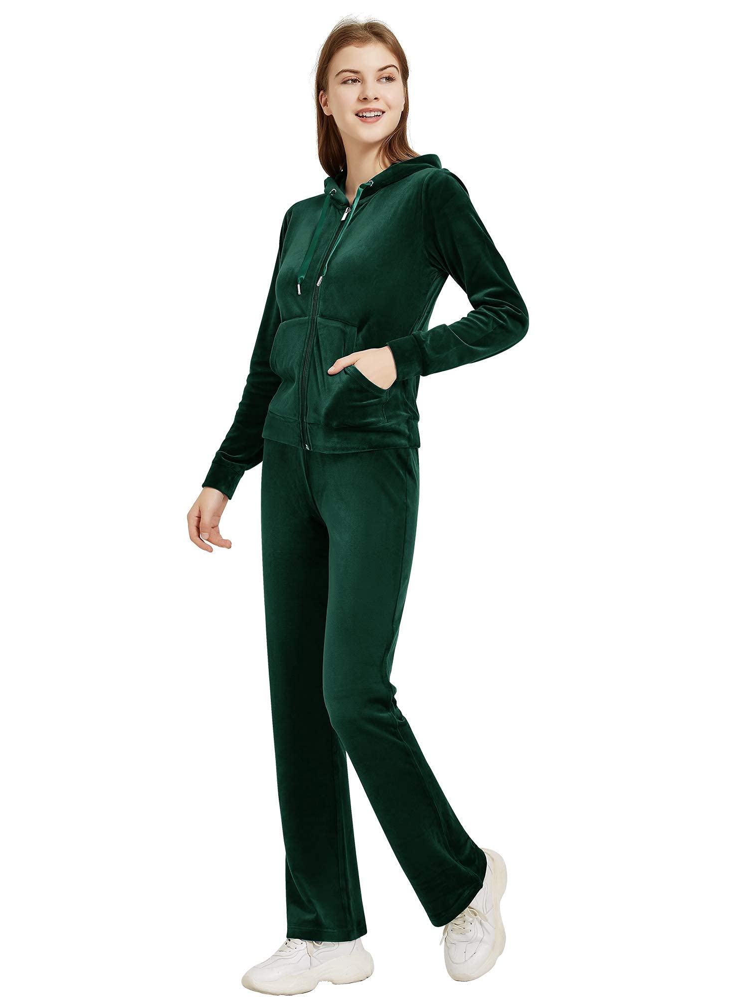 Woolicity Tuta Sportiva Donna in Velluto Completi Felpa con Cappuccio Pantaloni Jogging Invernale Passeggiata Casual Pigiama Ginnastica