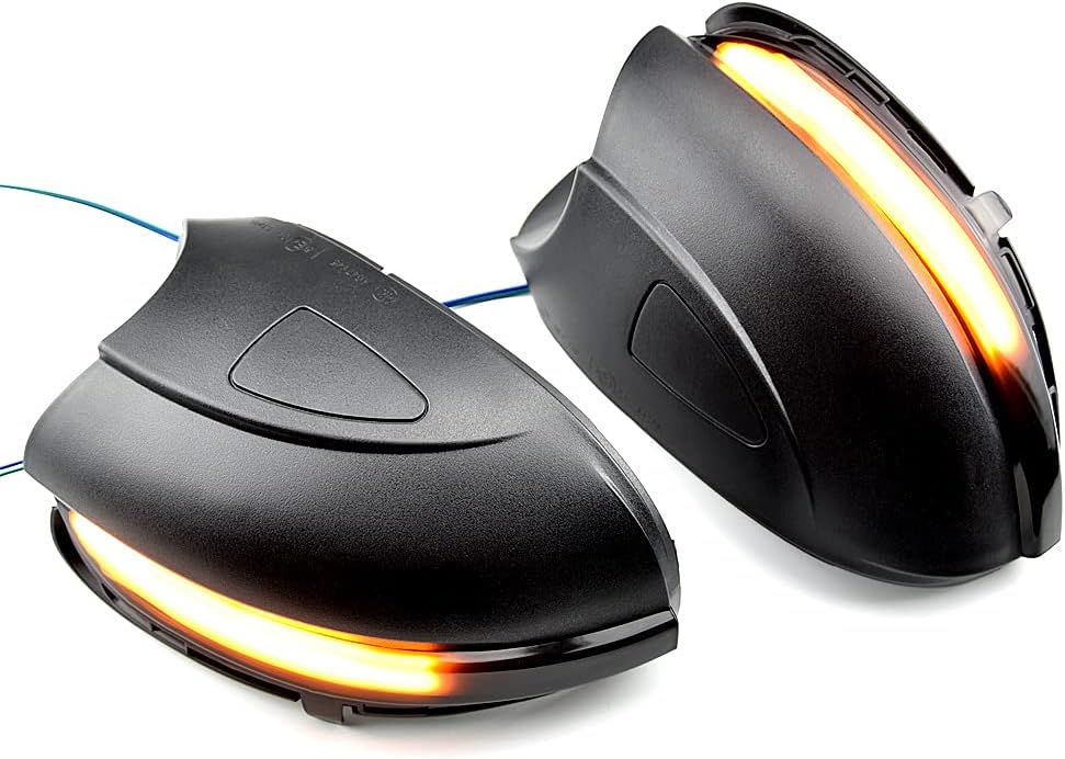 2pcs Dynamic Sequential Blink Compatible with VW GOLF 6 VI MK6 GTI R line R20 Touran Variant EOS Sharan LED Side Mirror Turn Signal Light Assembly-Without Hole