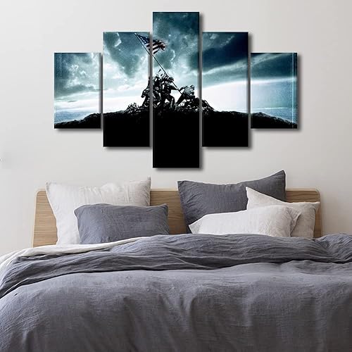 Miniatura 3 de TUMOVO Cuadros en lienzo con bandera de Estados Unidos, bandera de Estados Unidos, la Segunda Guerra Mundial, arte de pared para dormitorio,