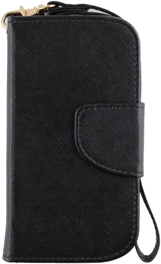 NEX 3-In-1 2 Tone Wallet Case with Wrist Strap for Samsung Galaxy Exhibit T599 - Retail Packaging - Black