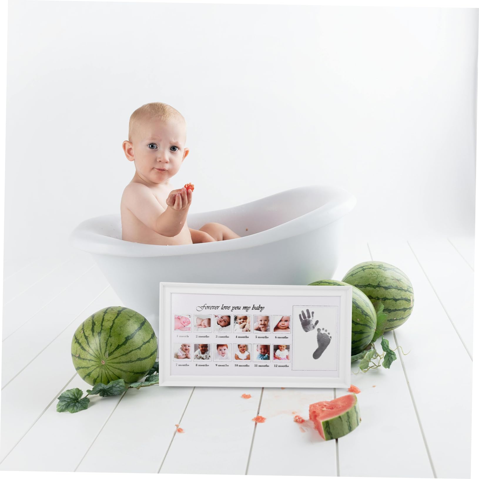 Marco de Fotos para Bebés 12 Meses Huellas y Crecimiento