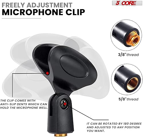 Miniatura 6 de 5 Core Soporte de micrófono 3 en 1 Soporte de micrófono de escritorio Altura ajustable Soporte de microfono con abrazadera para teléfono celular,