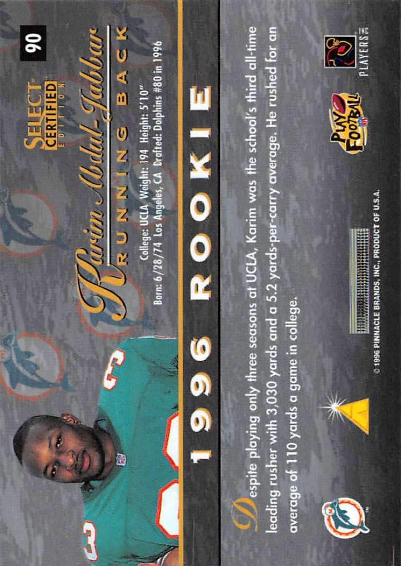 Amazon.com: 1996 Select Certified Football #90 Karim Abdul-Jabbar