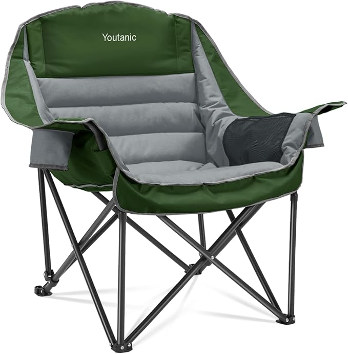 Oversized Camping Chair, Portable Folding Camping Chairs with Side Pocket, Cup Holder and Carry Bag, Heavy Duty Outdoor Camping Chairs for Adults, Fishing, Sports, Trip, up to 400lbs, Style 7