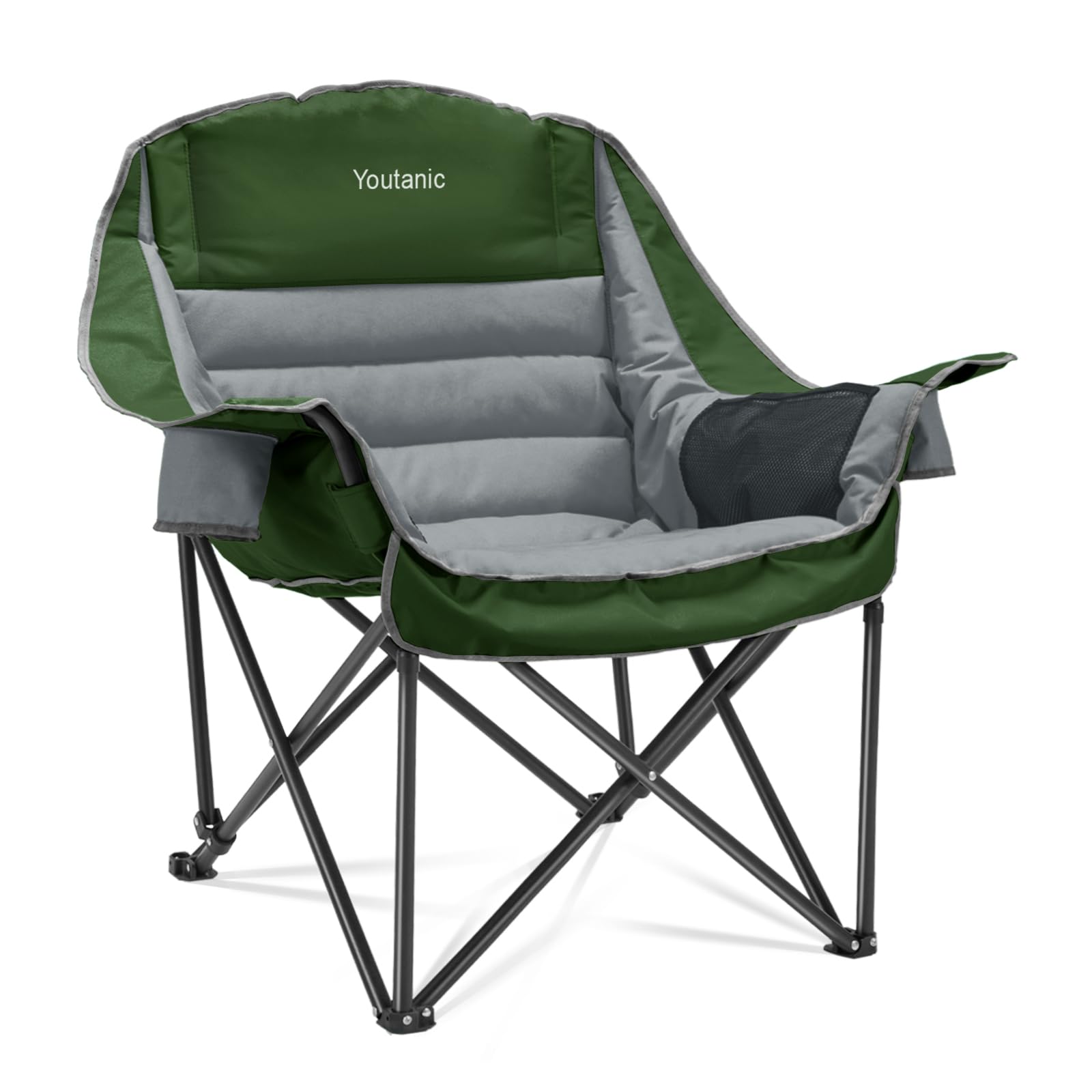 Oversized Camping Chair, Portable Folding Camping Chairs with Side Pocket, Cup Holder and Carry Bag, Heavy Duty Outdoor Camping Chairs for Adults, Fishing, Sports, Trip, up to 400lbs, Style 7