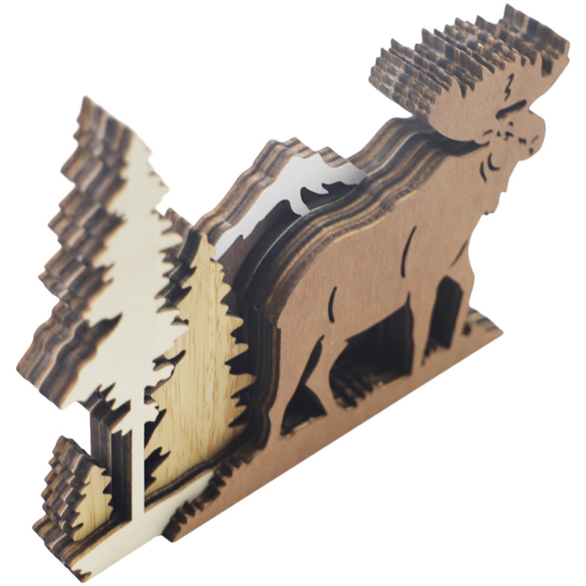 Toyvian 4 Stück Holzdekoration Elchfigur 3D Fein Gearbeitet für Büro und