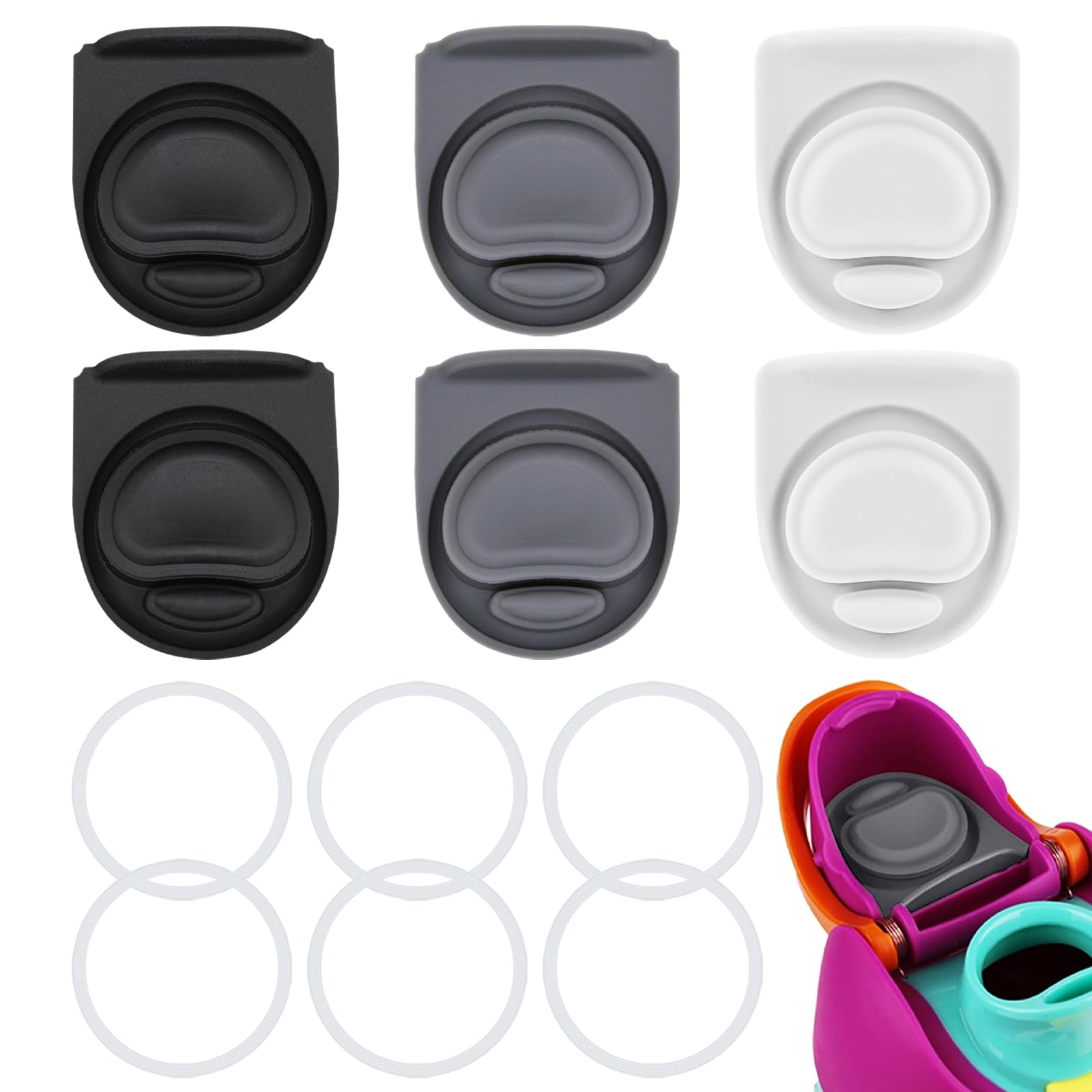 ZONBBEE 6 Sets Replacement Stopper and O Ring Gasket Compatible with Owala FreeSip 24oz 32oz,Water Bottle Lid Insert Cap Rubber Seal Parts for Owala 16/19/24/32/43oz Mouth Piece Accessories KY17