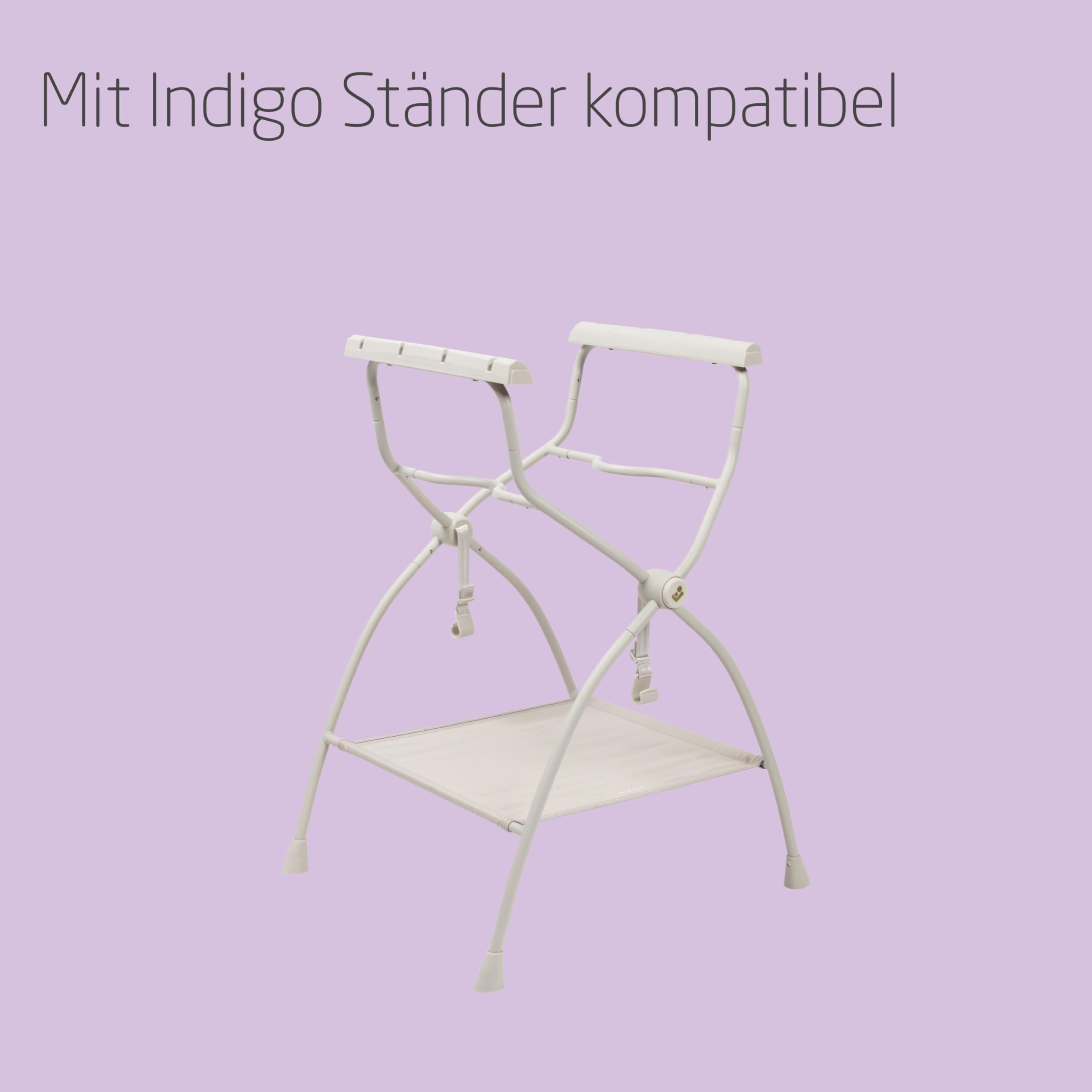Maxi-Cosi Indigo Faltbare Badewanne Baby, 0-4 Jahre, Geräumige Mobile Badewanne Kleinkind, Integriertes HighSense Thermometer, Rutschfest, Klappbarer Hängehaken, Flach Faltbar, Sage Green