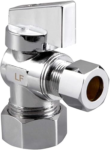 Miniatura 6 de Paquete de 2 válvulas de latón prémium (12 pulgada nominal comp) 58 pulgadas OD Comp x 38 pulgadas OD compresión de cuarto de vuelta ángulo de agua