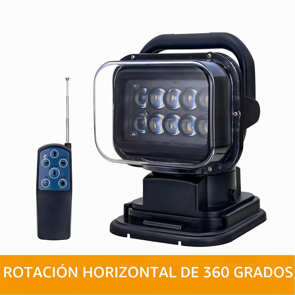 Willpower 50W 360 grados CREE LED Control remoto giratorio LED Reflector Luz de trabajo 12-24V Punto para todoterreno SUV ATV Camiones Barcos y más