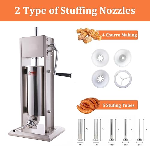 Miniatura 3 de Hakka 2 en 1 para rellenar salchichas y hacer churros españoles (11 libras5 litros)