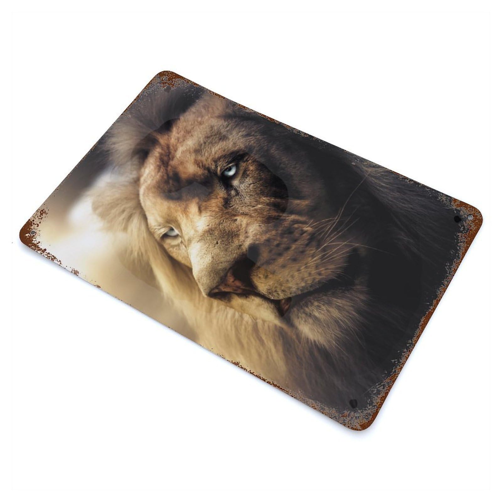 Garage Style Lion Boss Vintage Rust Metal Sign 11.8"x7.9", Industrial Home Decor for Bar And Workshop