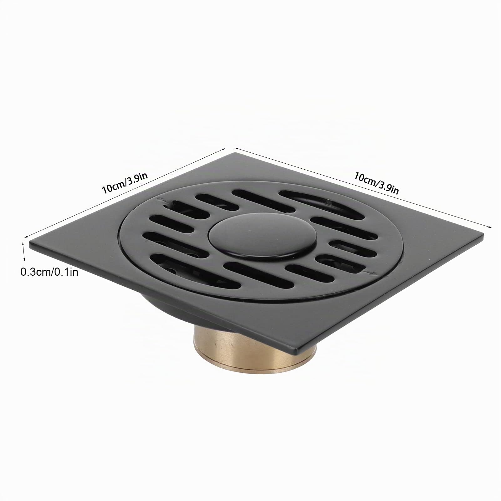 Siphon de Sol, 10×10cm Siphon de Sol de Douche Carré en Acier Inoxydable avec Couvercle Amovible, Crépine Attrape-Cheveux pour Cuisine de Salle de Bain