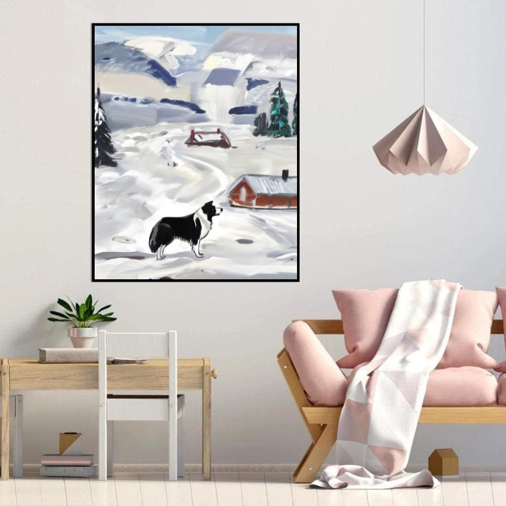 Paint by Numbers Border Collie Dog DIY Acrylic Painting Kit with Brushes Pigment Oil Painting Artwork Adults Beginners Wall Decor 20x24inch(50x60cm) Frameless