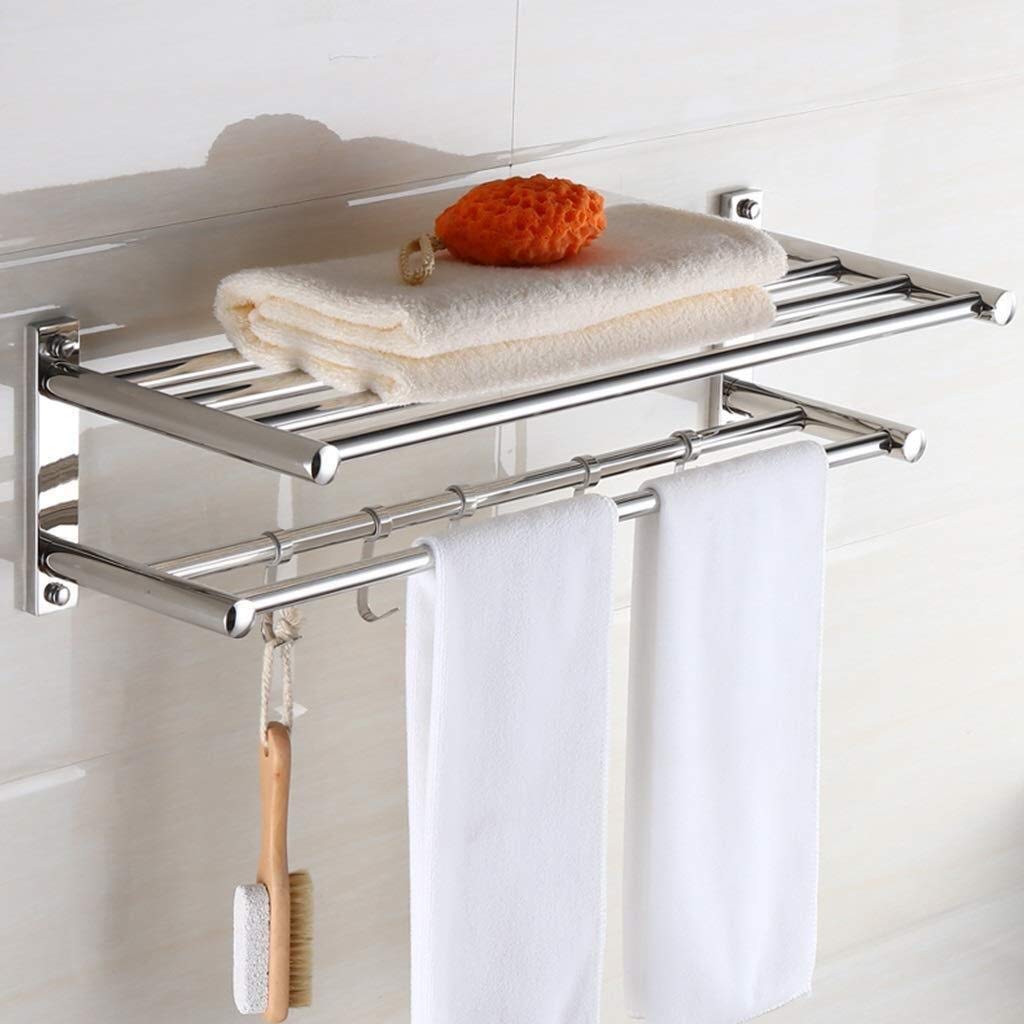GLETSF Towel Rail Towel Racks,Bathroom Shelves Wall Towel Rack Towel Rack Shower Rack Storage Rack Bathroom Shelf Stainless Steel Towel Rack 304 Brushed Mirror Shelf F