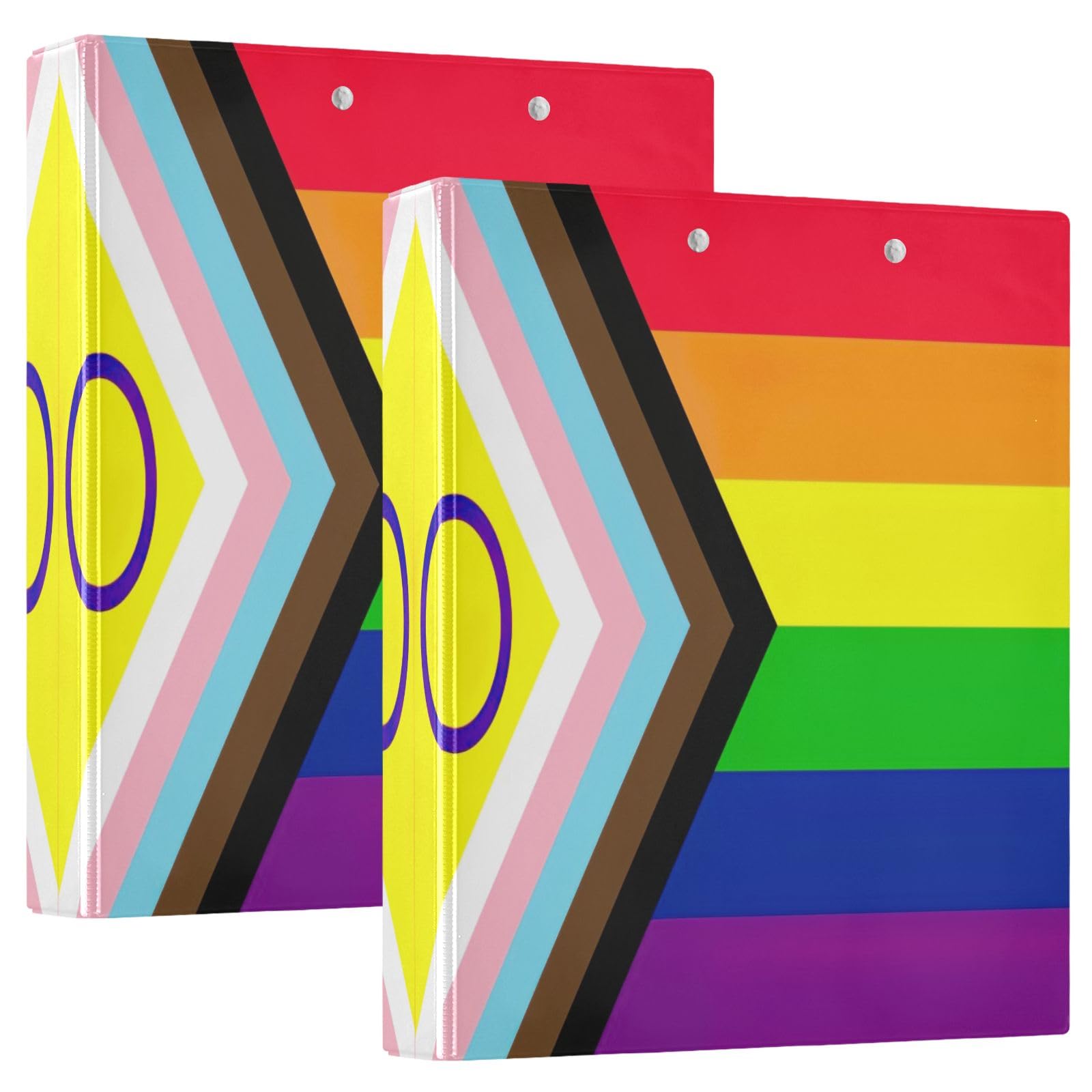 LGBTQ Ringordner mit 3 Ringen, 3,8 cm, dekorativ, niedlich, mit rutschfestem Metallclip, für Schule, Büro, Zuhause, 2 Stück