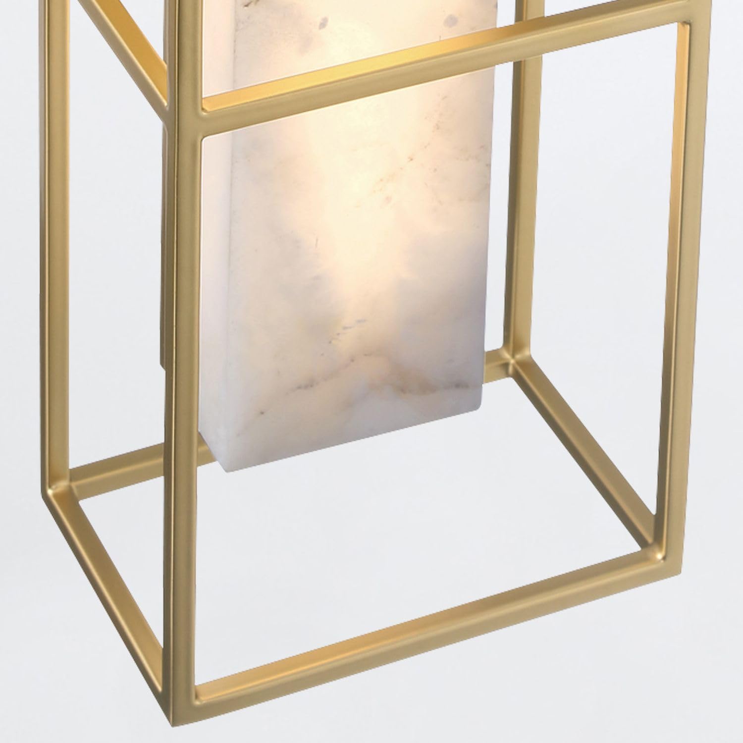 Licht-Erlebnisse Wandlampe LED Badezimmer Wandleuchte IP44 40.6 cm hoch Metall Alabaster in Gold Weiß 3000 K 800 lm Badleuchte Spiegel