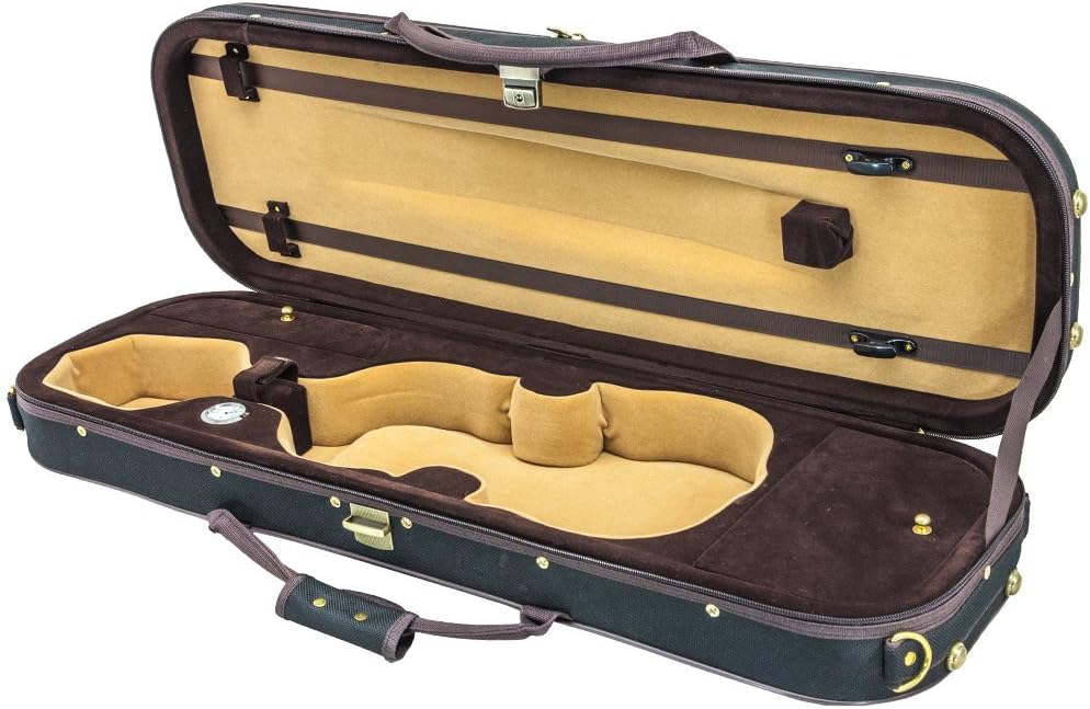 SKY 4/4 Full Size Violin Oblong Case Lightweight with Hygrometer Black/Brown Khaki