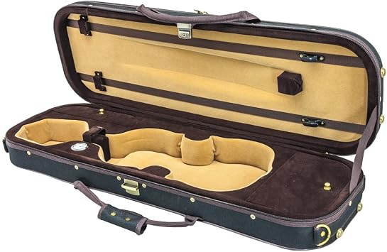 SKY 4/4 Full Size Violin Oblong Case Lightweight with Hygrometer Black/Brown Khaki