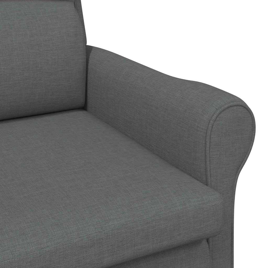 Poltrona Moderna Grigio Scuro in Tessuto con Telaio in Legno