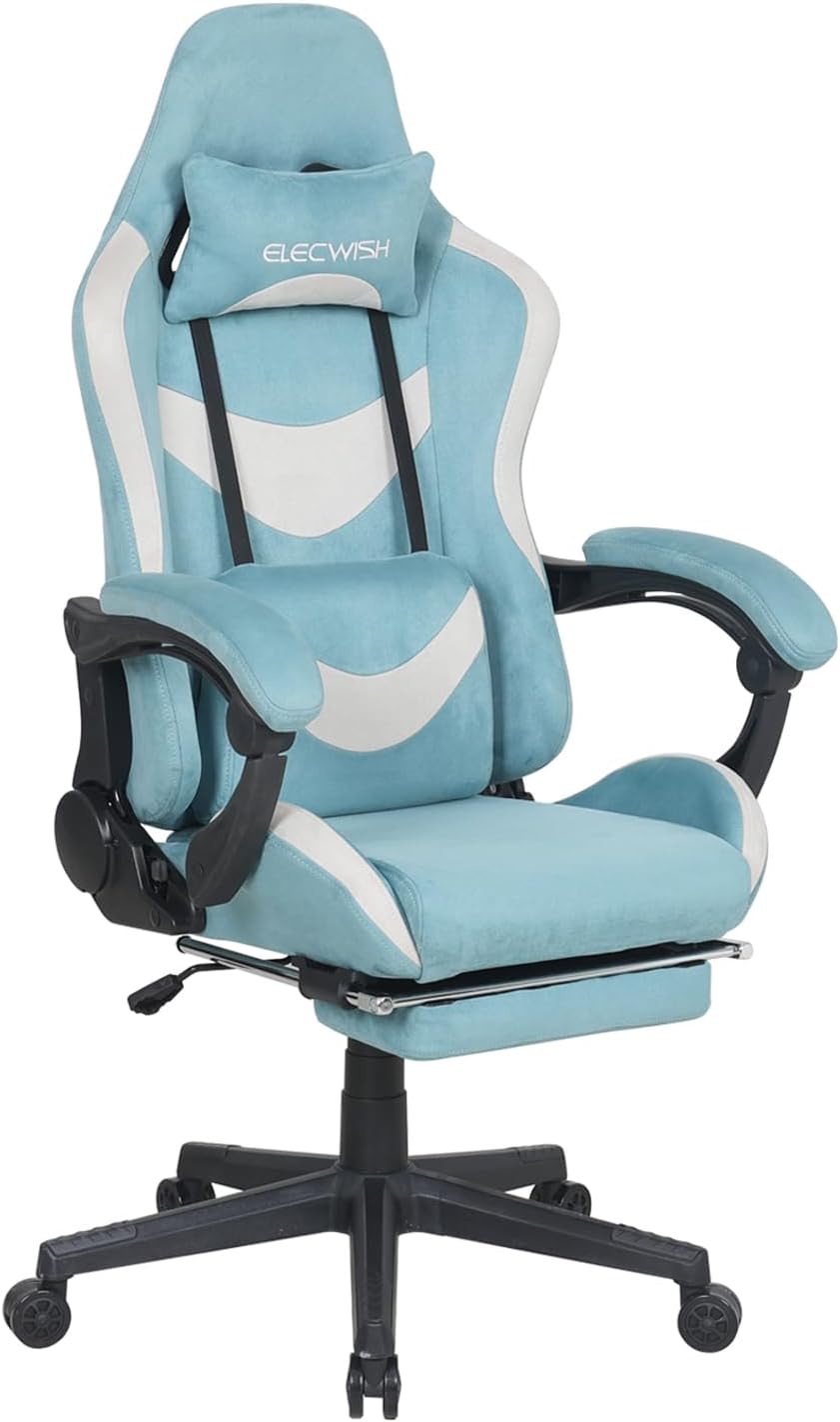 ELECWISH Gaming Computer Chair with Footrest and Lumbar Support