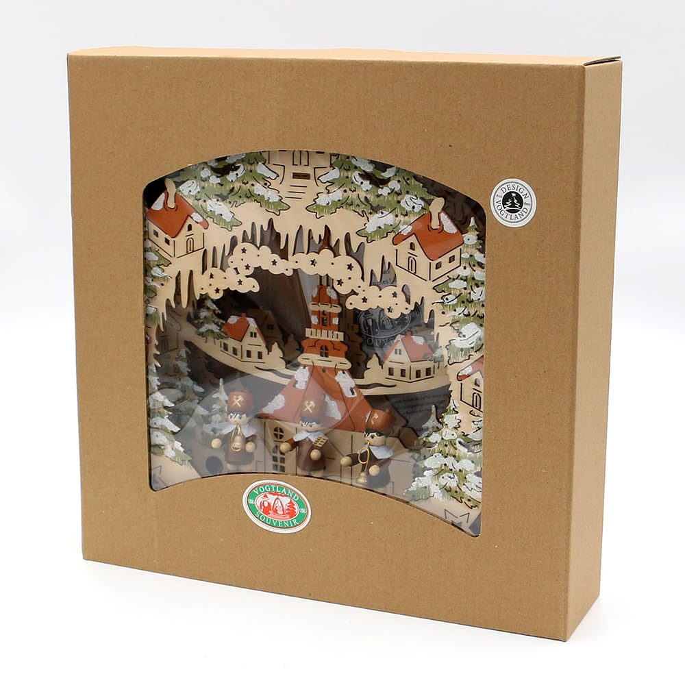 Wichtelstube-Kollektion Holz Fensterbild Seiffener Kirche Weihnachtsdeko fürs Fenster, 30 x 6 x 28 cm inkl. Adapter 4,5 V; LED Fensterbilder Weihnachten