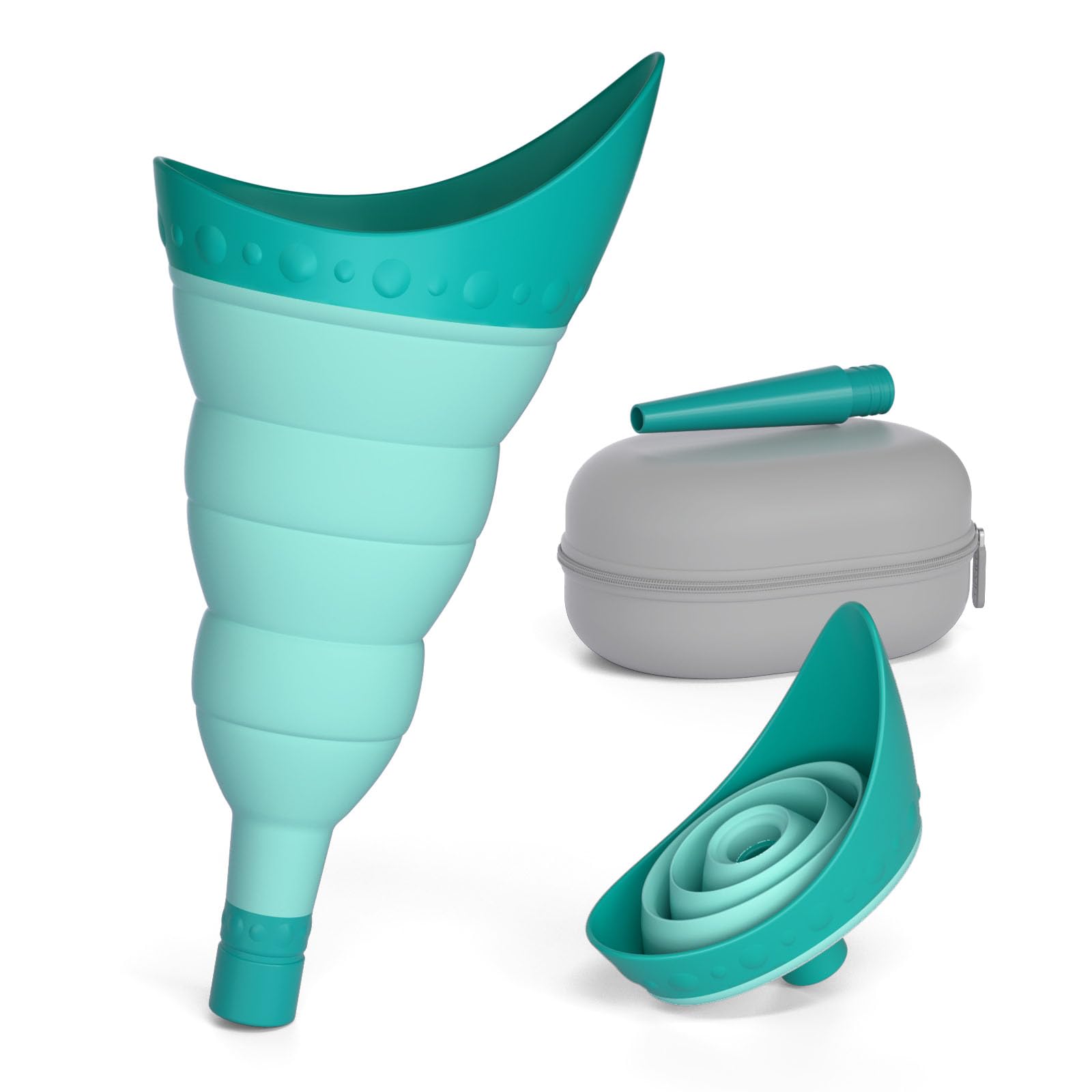 TRIPTIPS Pee Conch Foldable Female Urinal Device Portable Urinal for Women Pee Funnel for Women Travel, She Pee Cup for Women, Stand to Pee Reusable Womens Urinal Funnel with Tube and Case (1-Blue)