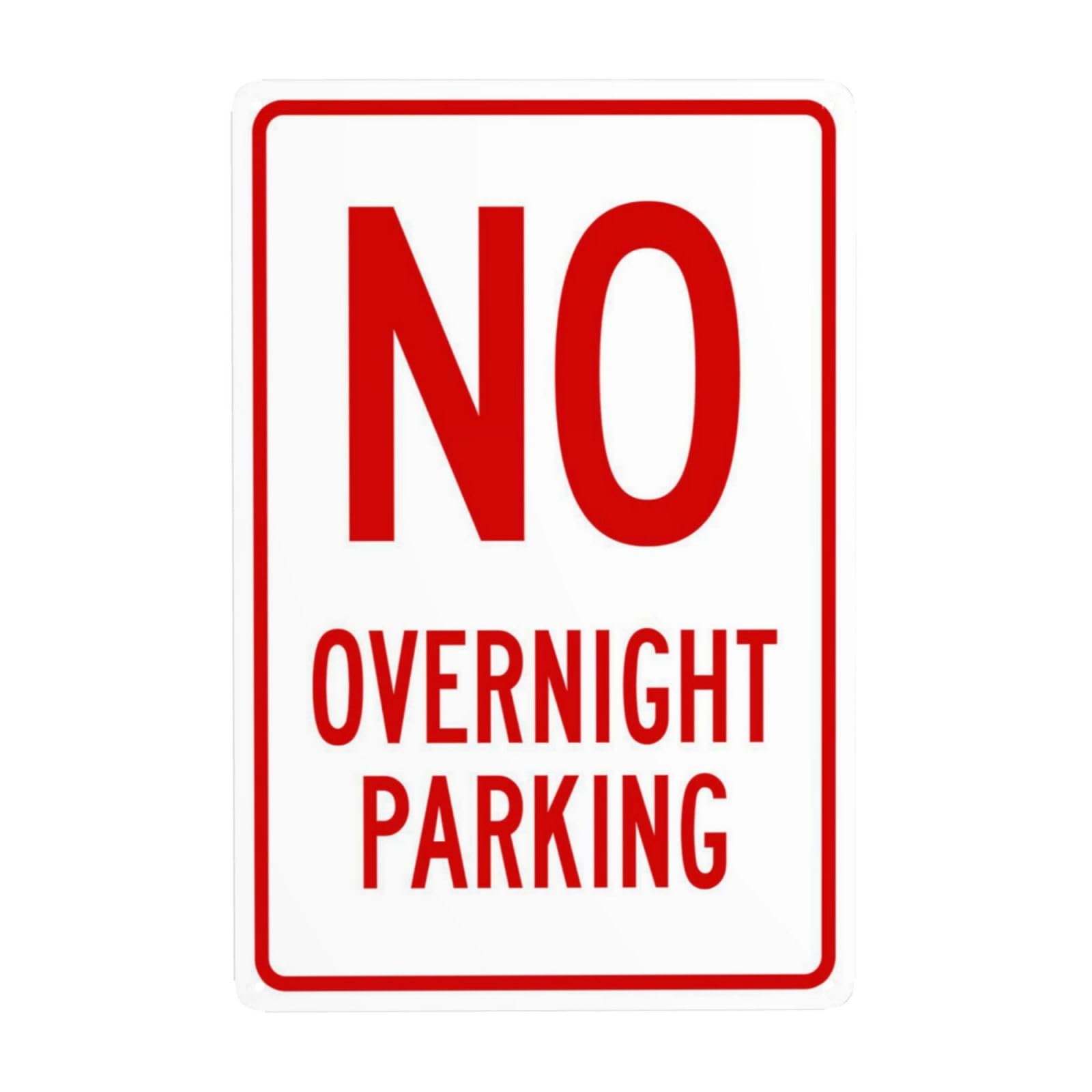 SMAZDFXX No Overnight Parking Metal Warning Signs, Cautions Security Tin Sign, Safety Posted Sign for Street Business Wall Decor 5.5"x8"