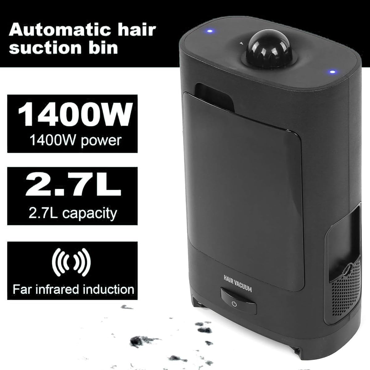Aspirador para Peluquería, con Filtro E Indicador Luminoso LED para Controlar El Estado del Depósito de Polvo, para Limpieza en El Salón Cabellos Rotos y Otros Residuos