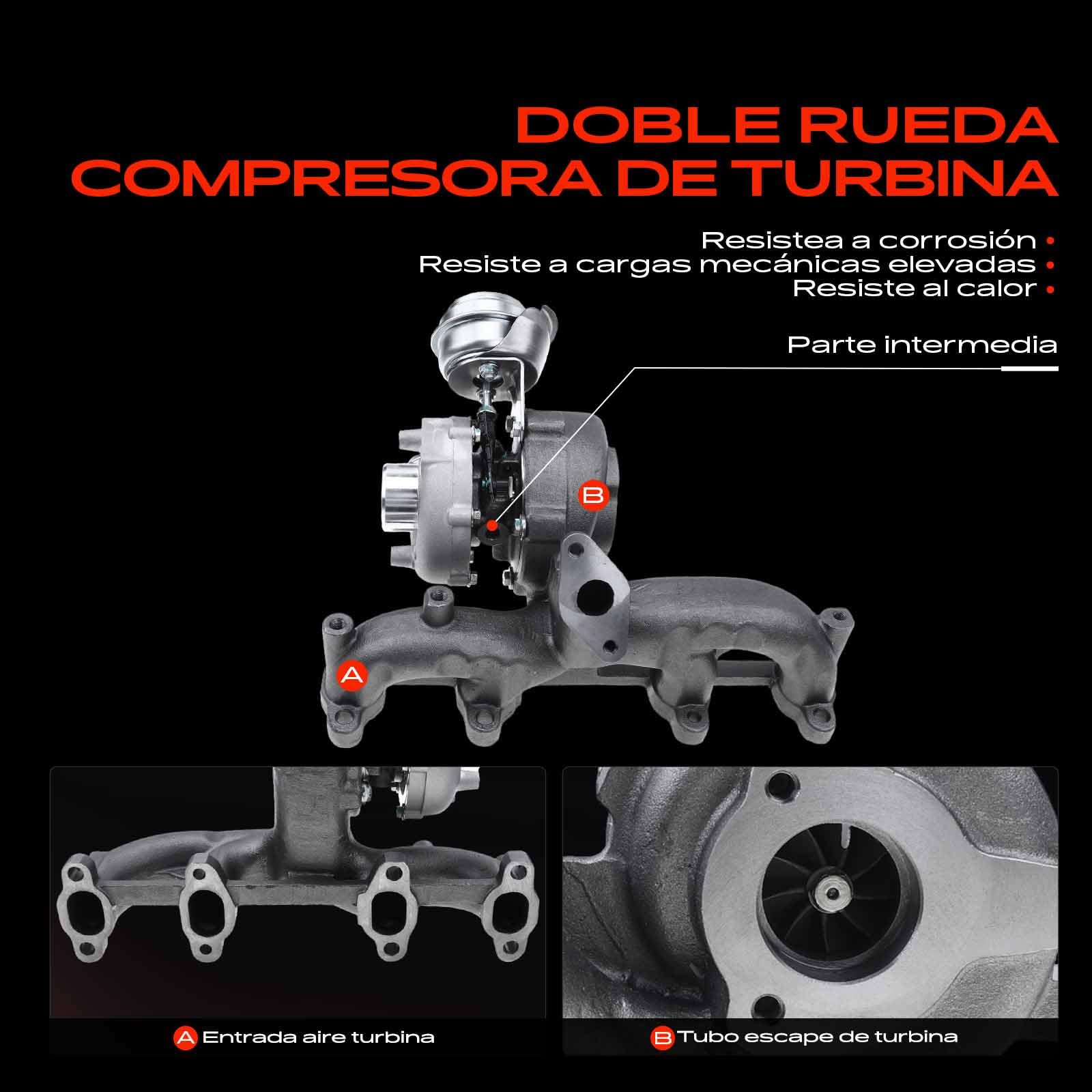 Frankberg Turbocompresor de gases de escape con juntas 038253019C | Compatible con: Golf IV Variante 1J5, Altea XL 5P5 5P8, A.l.h.a.m.b.r.a 7V8 7V9, Nuevo Beetle 1C1 9C1