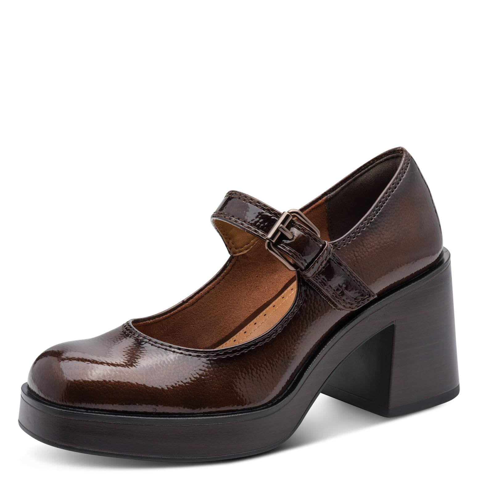 Tamaris Women's Court Shoes with Block Heel, Brown (Brown Patent), 37