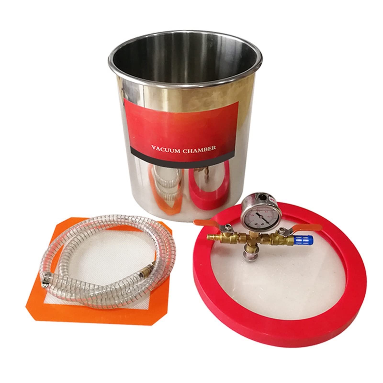 Vakuumpumpe Edelstahl-Vakuumkammer 2/3/5 Gallonen Mit 3cfm Vakuumpumpe Entschäumerfass For Epoxidharz-AB-Kleber 9L/12L/20L mit ausgezeichneter Wärmeableitungsleistung(3Gal RS-1)