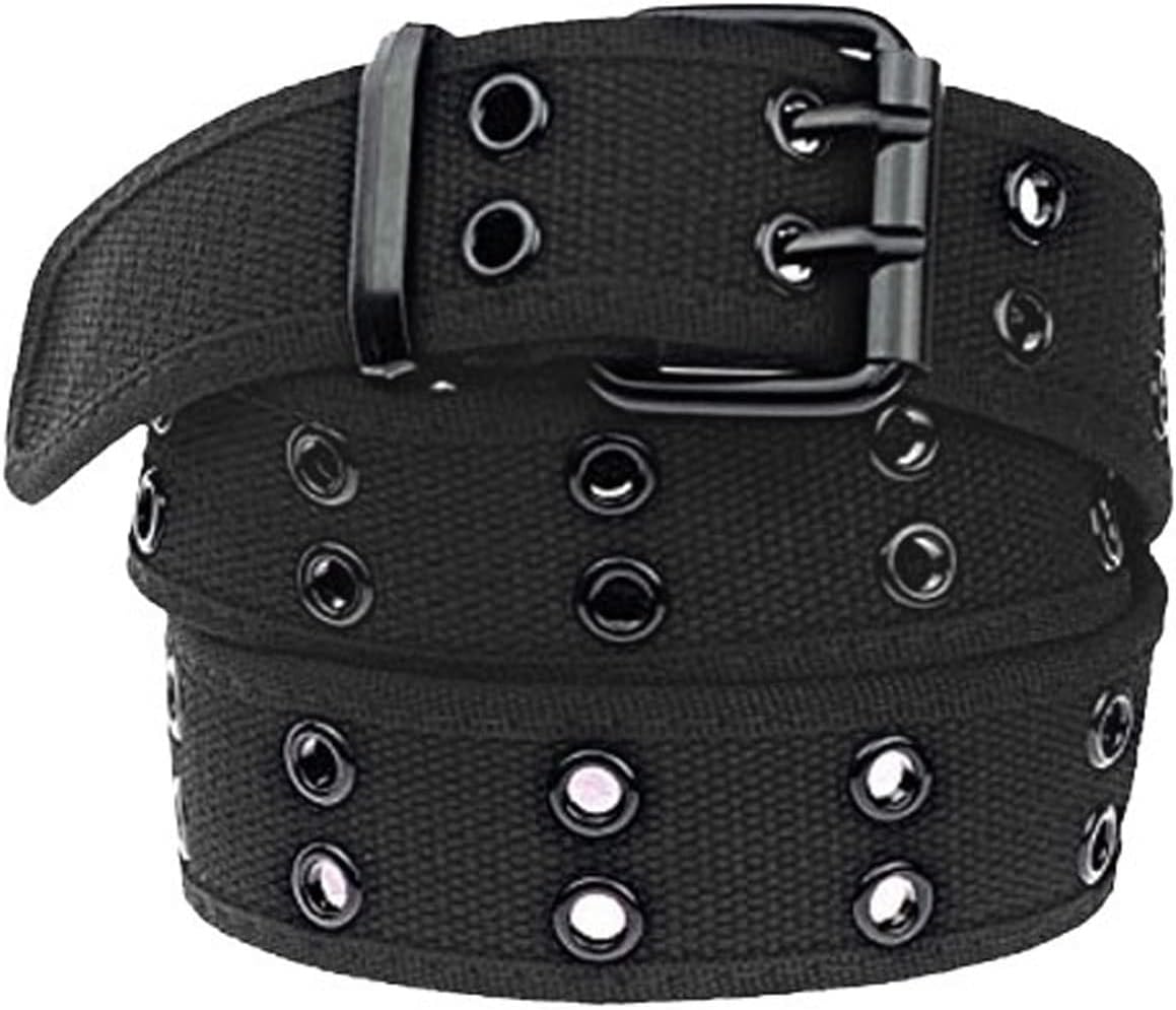 moonsix Canvas Web Belts for Men,Solid Color Casual Double Hole Grommet Belt