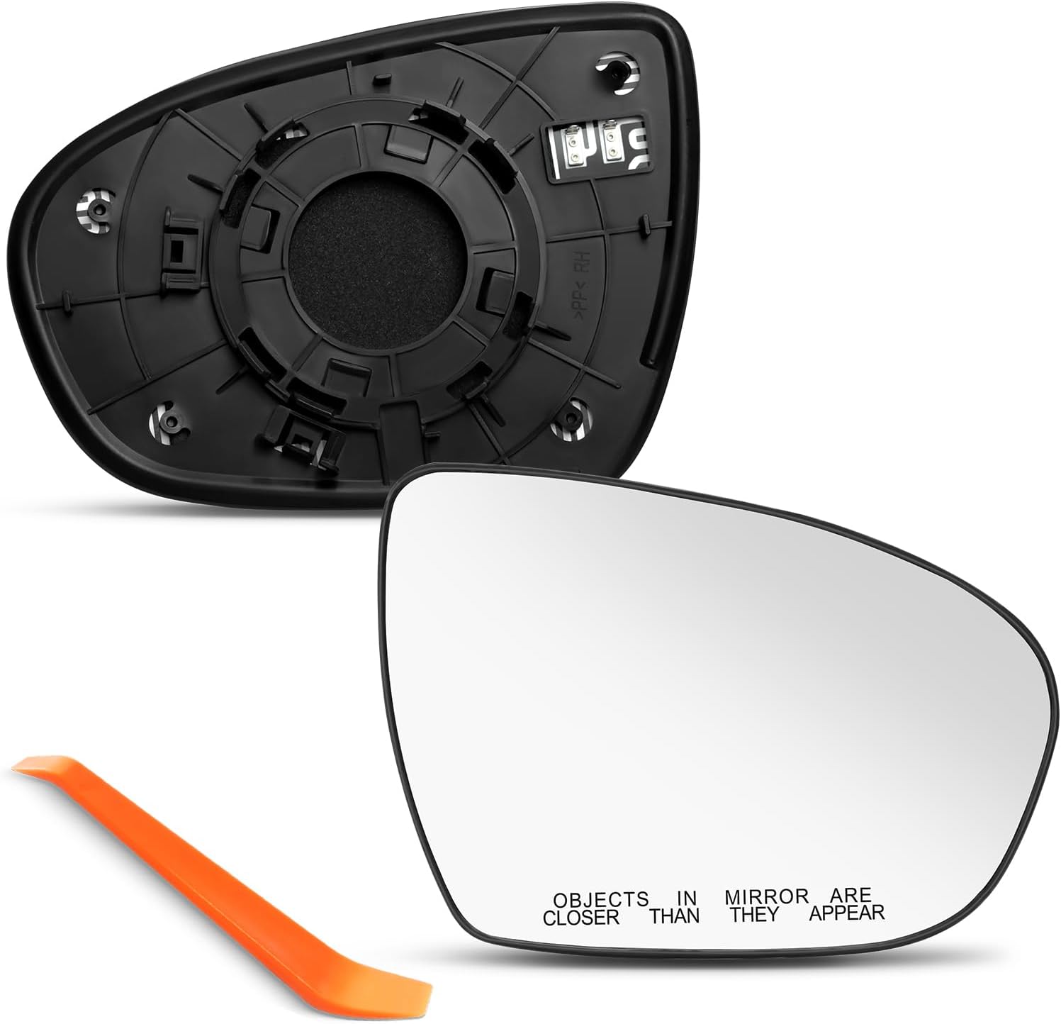 SNEMEEY Passenger side mirror replacement for Kia Optima 2011 2012 2013 2014 2015, Right Side Rear View Mirror Glass, Chrome, Power Heated with Backing Plate