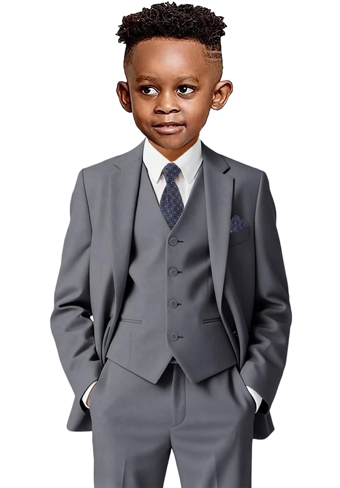 Boys Suit Slim Fit 5 Piece for Kids Toddler Suit Wedding Outfit for Teenage Boys Formal Tuxedo Set