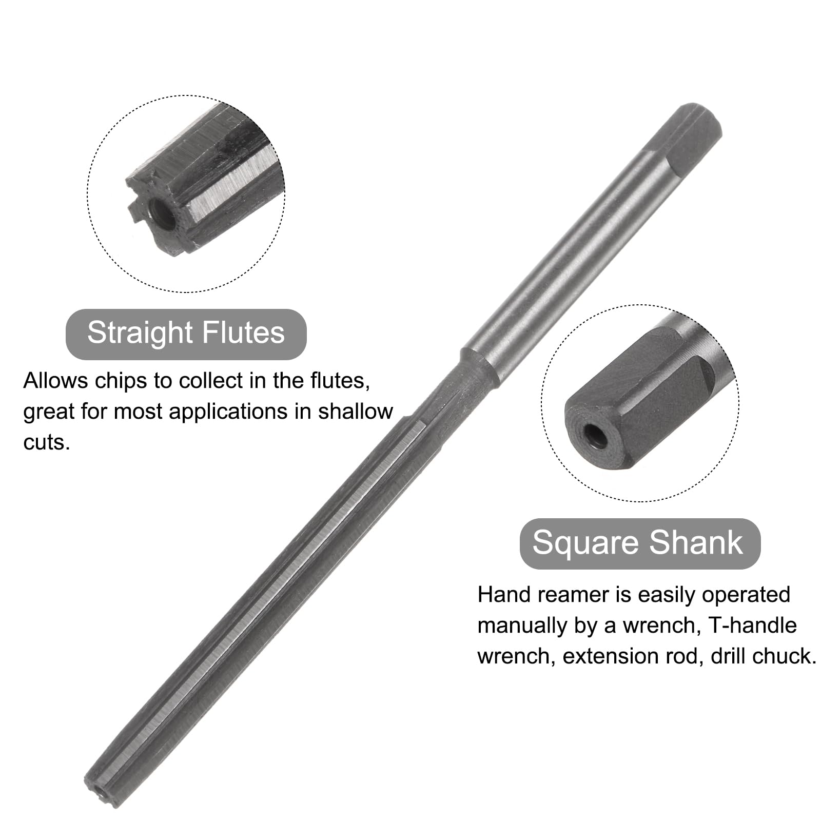 QUARKZMAN Alesatori a Mano, 5mm H7 Punta Trapano Alesatore Metrico per Alesatura Fori in Metallo Legno, Flauto Dritto in Acciaio ad Alta Velocità (HSS) Strumento