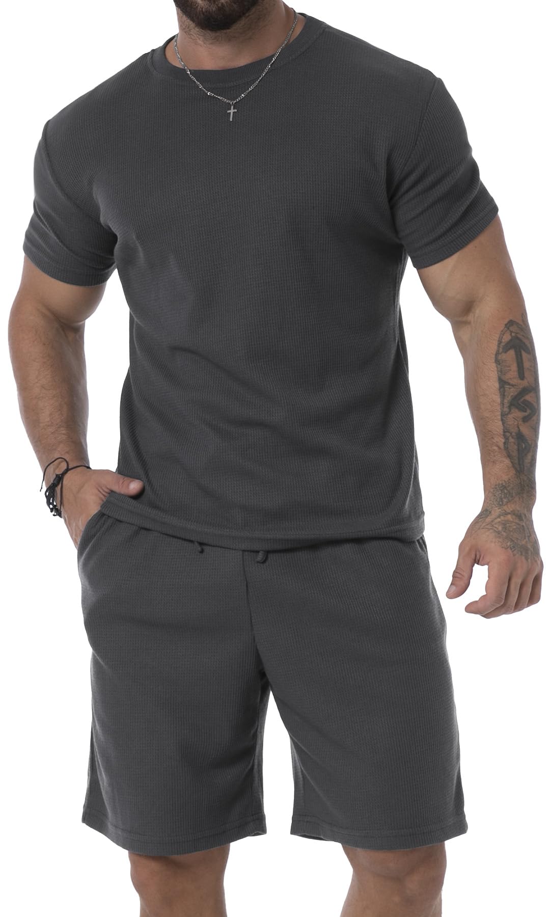 KUYIGO Herren Langarm-T-Shirt Baumwolle Henley Shirts Casual