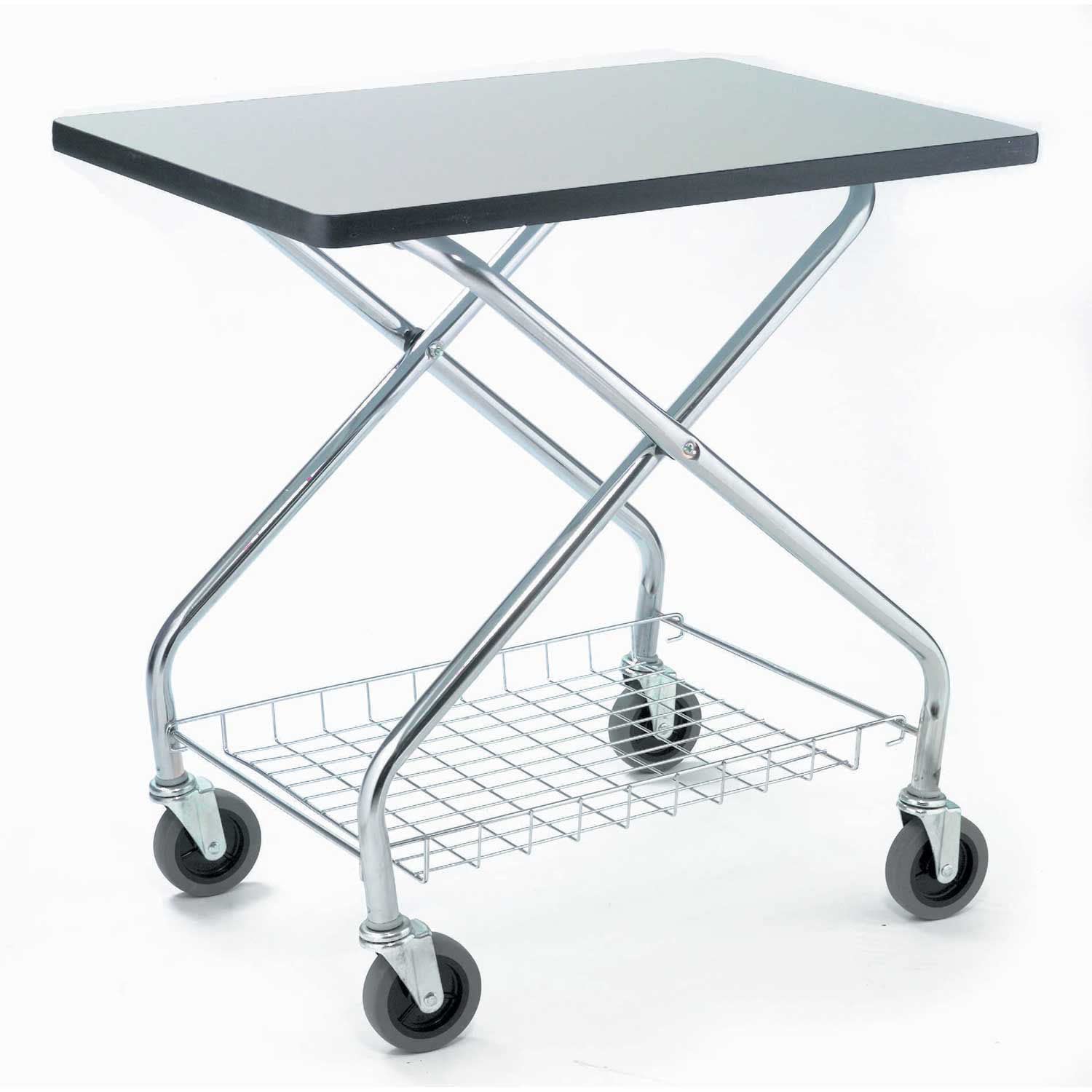 Fold and Store Service Cart by Global Industrial – 12-Gauge Steel, Chrome Tubing & White Tabletop, Model 912110