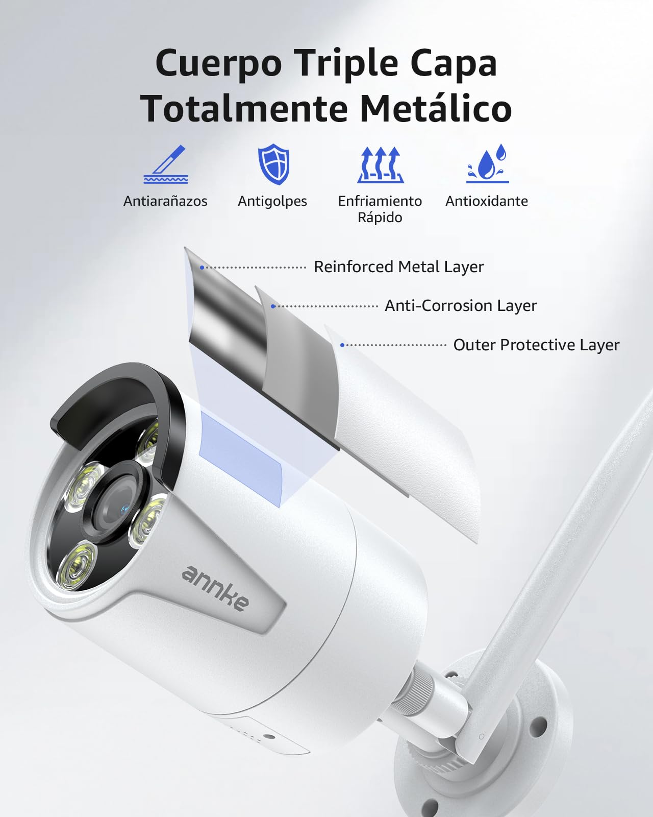 ANNKE Kit Cámaras de Vigilancia WiFi con 7" Monitor, 4CH NVR, 2X 2K Cámaras IP de Seguridad Exterior, Visión Nocturna en Color, Audio Bidireccional, Detección de Persona, Grabación 24/7, 64 GB