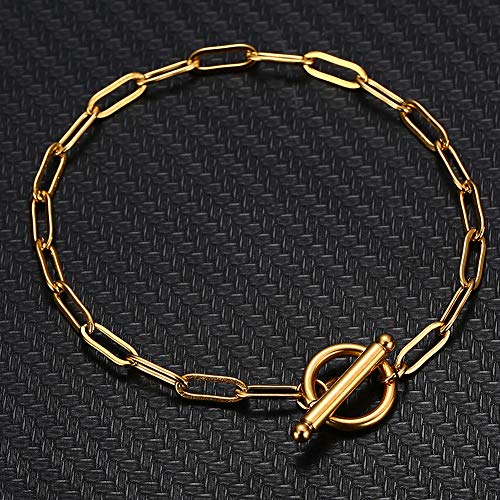 WangGao Stainless Steel OT Buckle Paperclip Link Chain Bracelet for Women Popular Minimalist Jewelry4