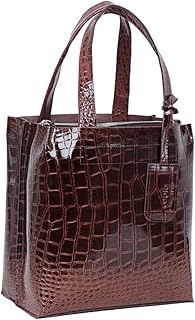 Borsa alla moda per donna in vera pelle - Borsa alla moda per lavoro, ufficio, shopping - Borsa alla moda con spalline piatte e cerniera durevole