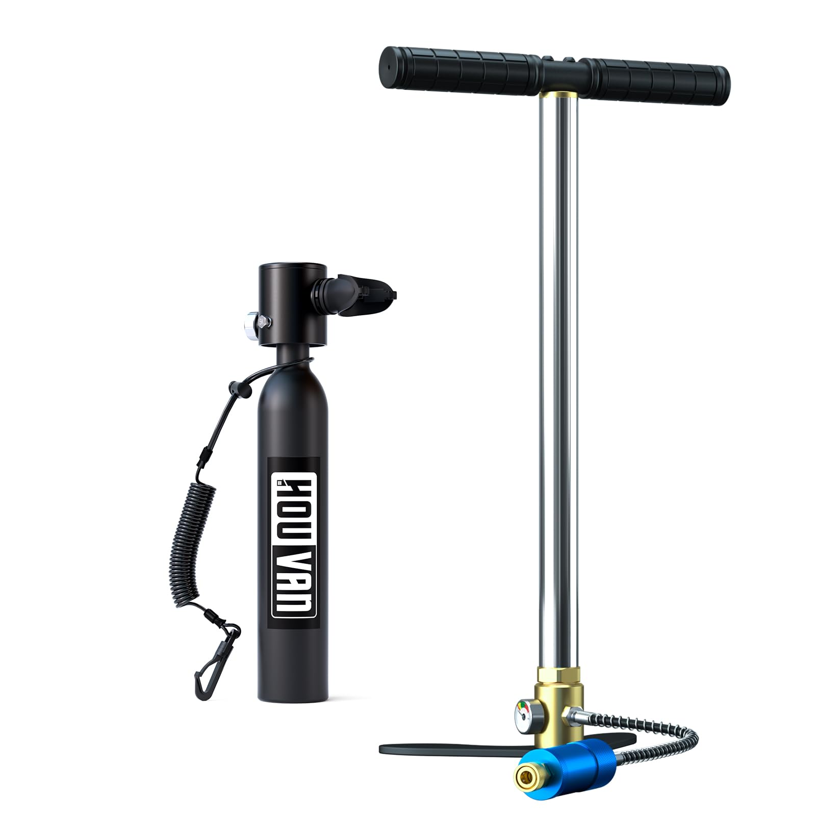 HOUVAN Mini Scuba Tank 0.5L Capacity Inflatable Diving Tank Support 6-10 Minutes Underwater Breathing Portable Tank Up to 33 Feet for Underwater Work/Underwater Recreation
