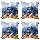 WURFKISSENKISSEN SET VON 4 - 45cm x 45cm - DOPPELSEITIGER DRUCK - Von Hand geschnitten und genäht.