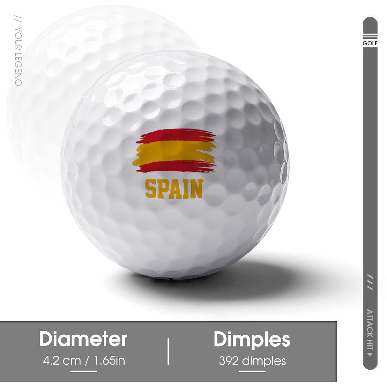 Spain Flag Novelty Golf Balls Soft Elasticity Feel Printed Golfs Training Ball Outdoor Sporting Goods