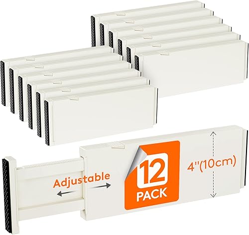Miniatura 13 de Lifewit Paquete de 12 separadores de cajones de 4 pulgadas de alto de 11.0-17.1 in/11-17 pulgadas, organizador de cajones ajustables para ropa,