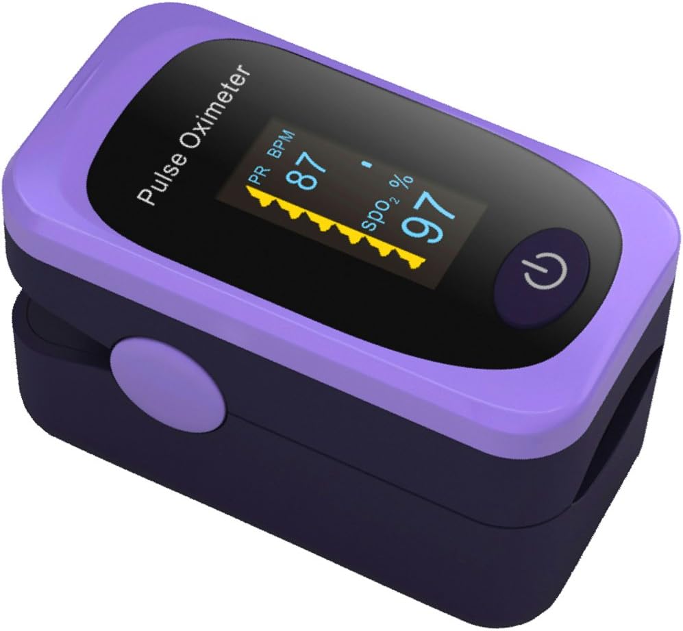 Pulse Oximeter Finger Accurate Reading Blood Oxygen Saturation Monitor SpO2 Heart Rate Monitor with Batteries and Lanyard for Child and Adult