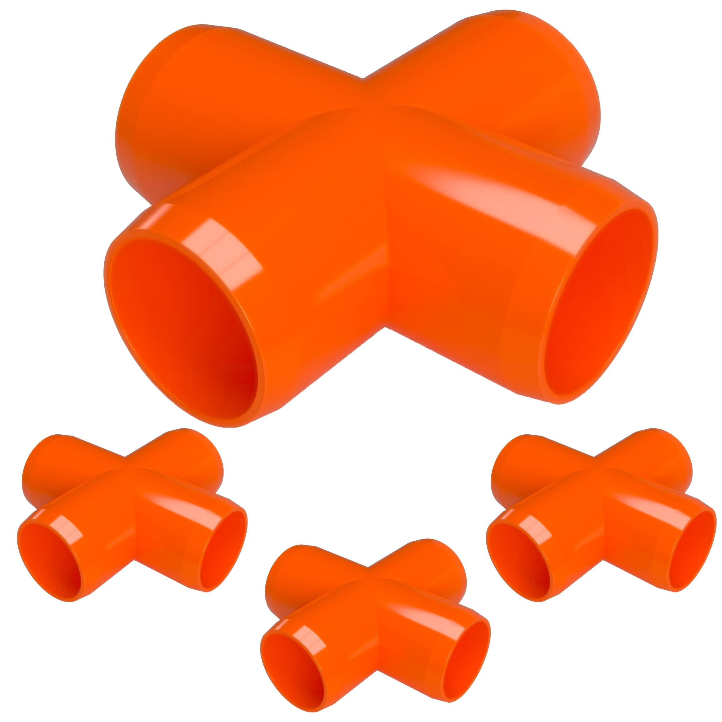 FORMUFIT F001CRX-OR-4 Cross PVC Fitting, Furniture Grade, 1" Size, Orange (Pack of 4)