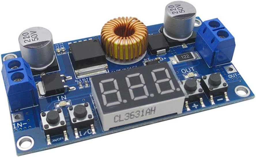 JacobsParts XL4015 5A DC-DC CNC Buck Step-Down Voltage Converter Power Regulator Board w/Voltmeter & Digital Controls